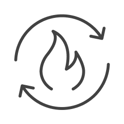 Icon depicting a flame encircled by two arrows, suggesting the concept of metabolism