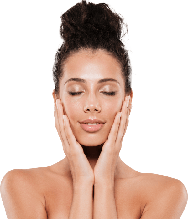 Woman displaying a serene expression after spa treatment