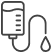Icon of an iv drip bag with a drop indicating fluid transfer, depicted in a simple, outline style.